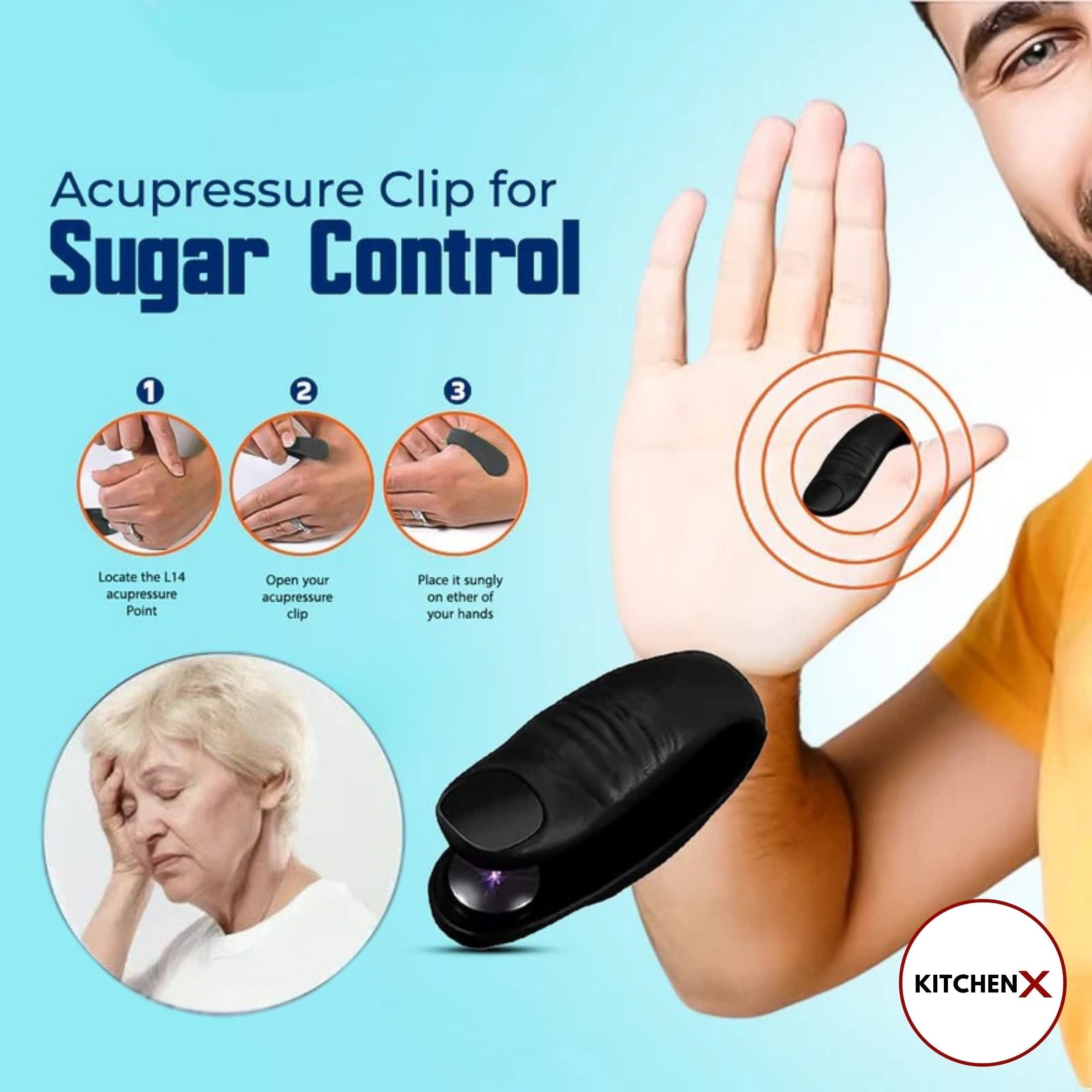 Acupressure Magnetic Sugar Control Clip - (BUY 1 GET 1 FREE)