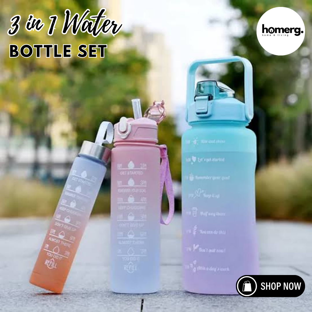 3 PCS Motivational Water Bottles Set - (IMPORTED)