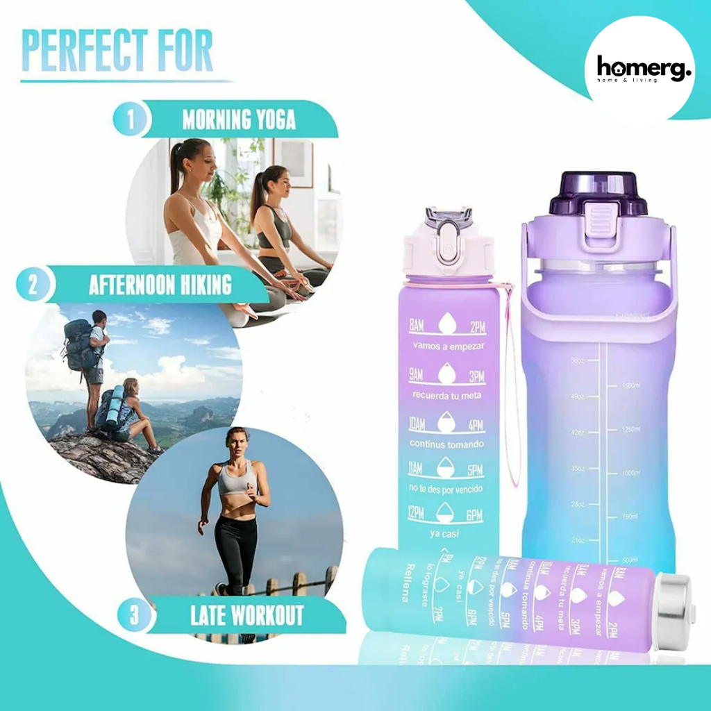 3 PCS Motivational Water Bottles Set - (IMPORTED)